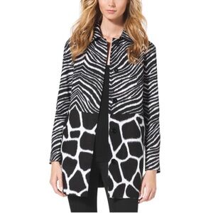 Michael Kors Black and White Print Lightweight Coat Sz M